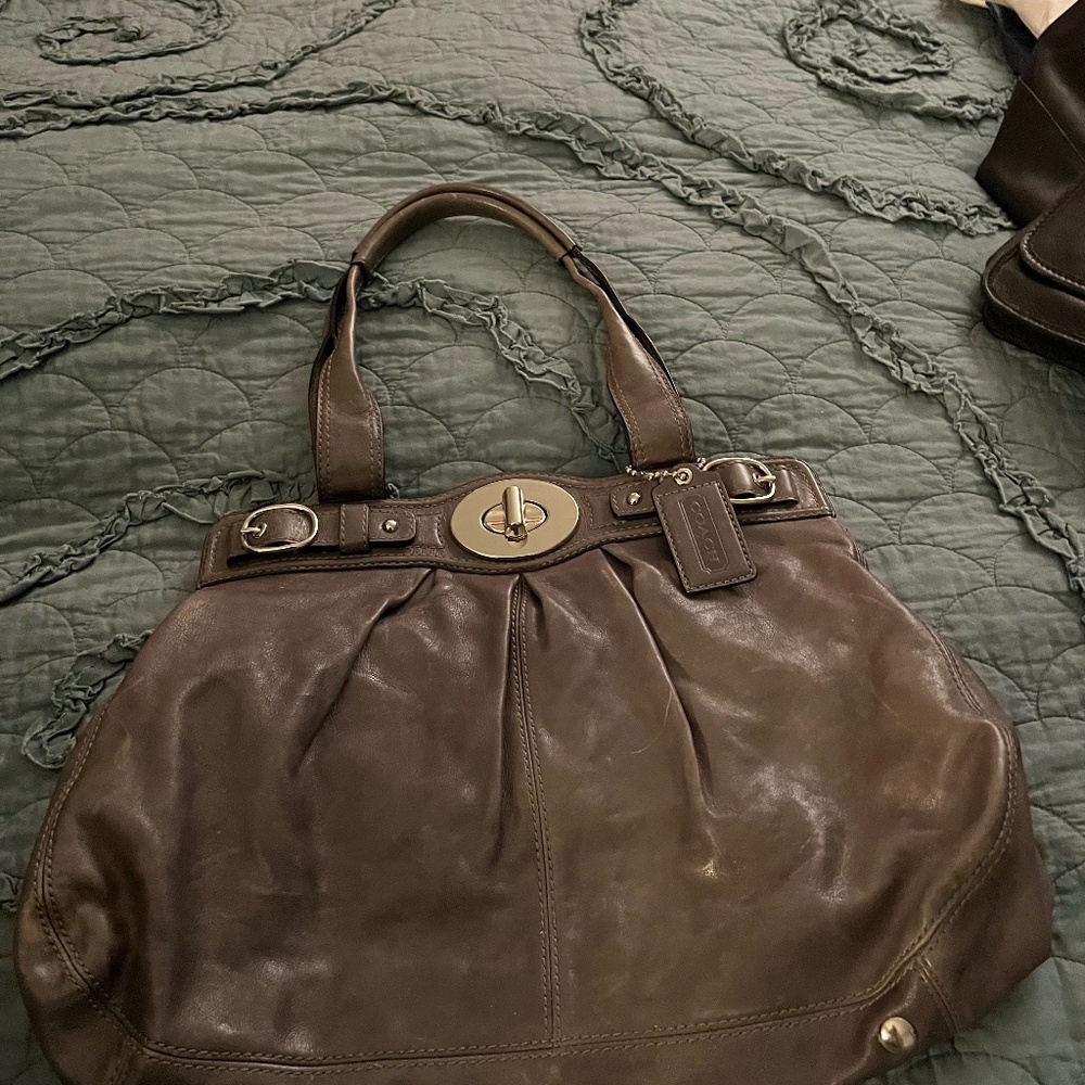 Coach grey leather bag